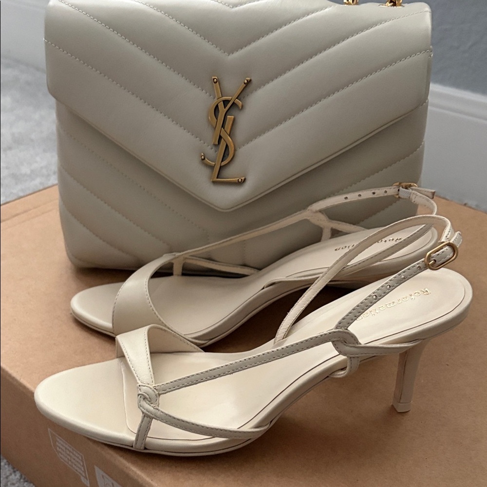 Reformation NEW ivory leather heels